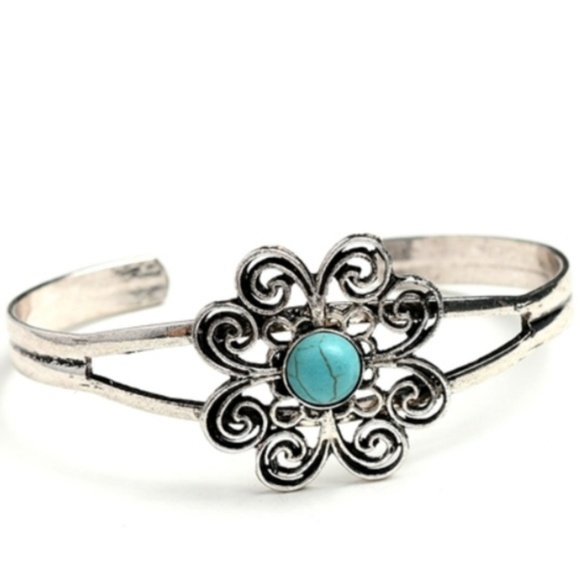 Anthropologie Jewelry - 2 LEFT! Antique Boho Turquoise & Silver Cuff